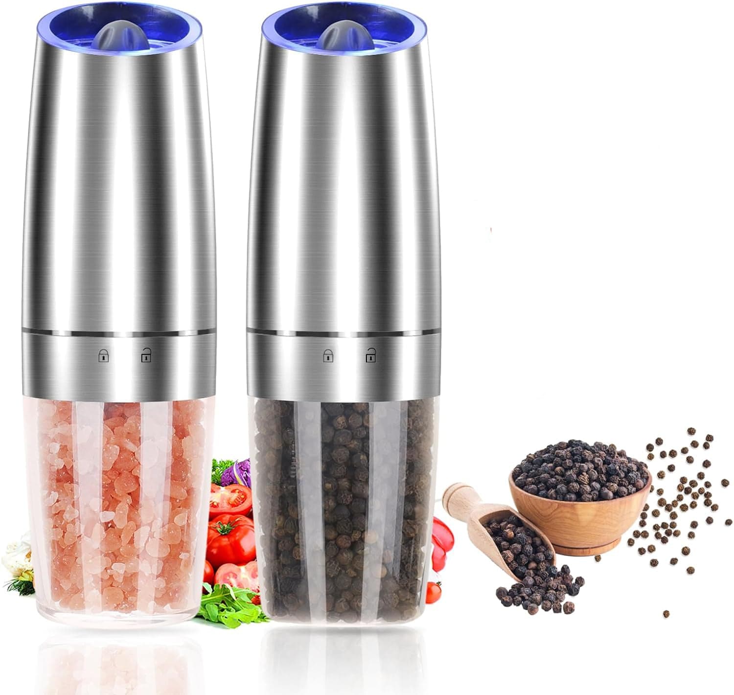 Electric Salt and Pepper Grinder Mill - Battery Operated Automatic Spice  Grinder, 2 Pcs Red 